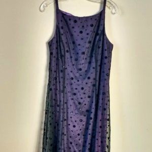 Royal purple dotted overlay floor length Betsy and Adam gown - worn once